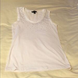 Women’s White Sleeveless Rhinestone Bling Top